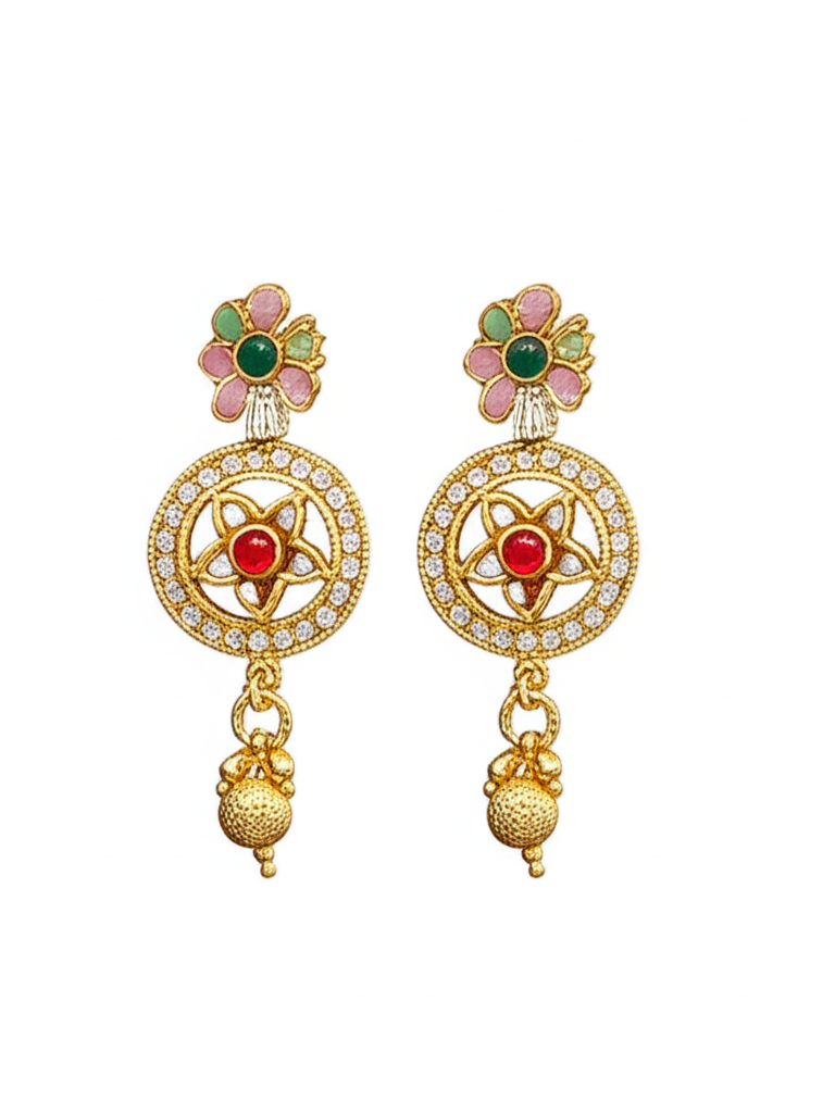 Golden Petal Cascade Earrings