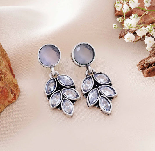 Leaf Motif Stud Dangler Earrings